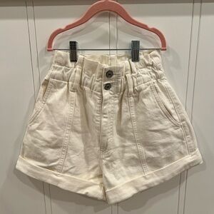 Abercrombie & Fitch High-Waisted Cream Shorts